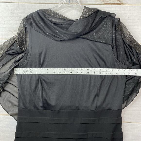 Enfocus Dress Womens 16W Black Gold Sparkly Overlay Stretch Knee Length Coctail - Picture 6 of 9